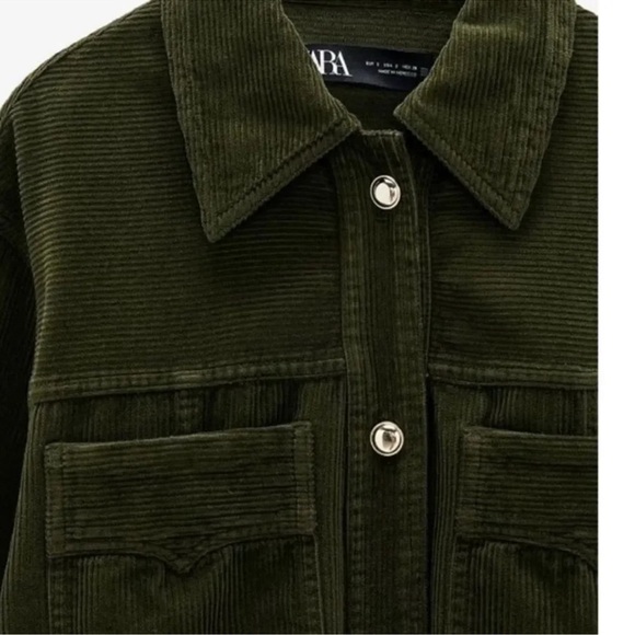 Zara Green Corduroy Pocket Jacket M size NWOT - Picture 3 of 6